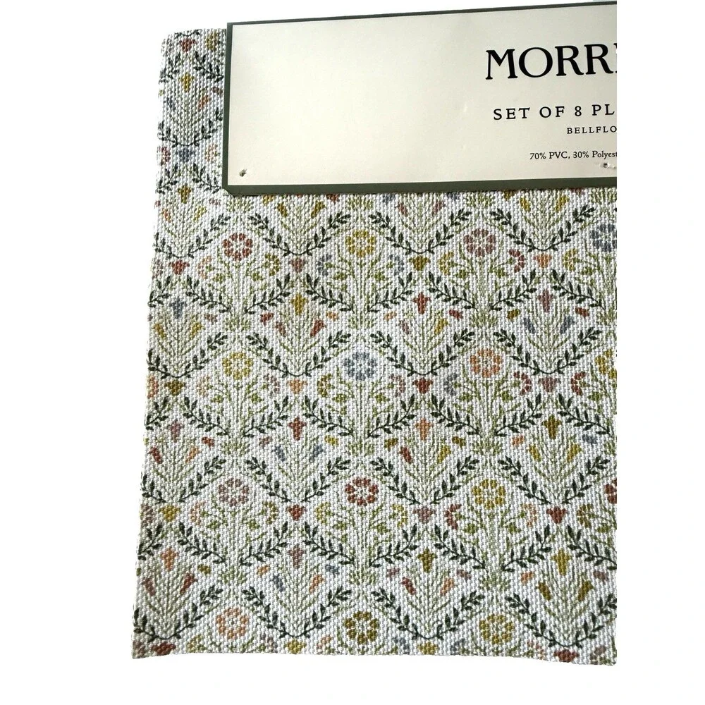 Morris & Co Bellflower Placemats PVC Polyester Placemats Set of 8 Floral Garden